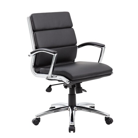 Norstar Black Executive Mid Back - Padded Chrome Arm, Chrome Base B9476-BK